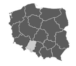 Mapa Polski z zaznaczonym województwem opolskim