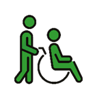 ikona osoby na wózku inwalidzkim z asystą